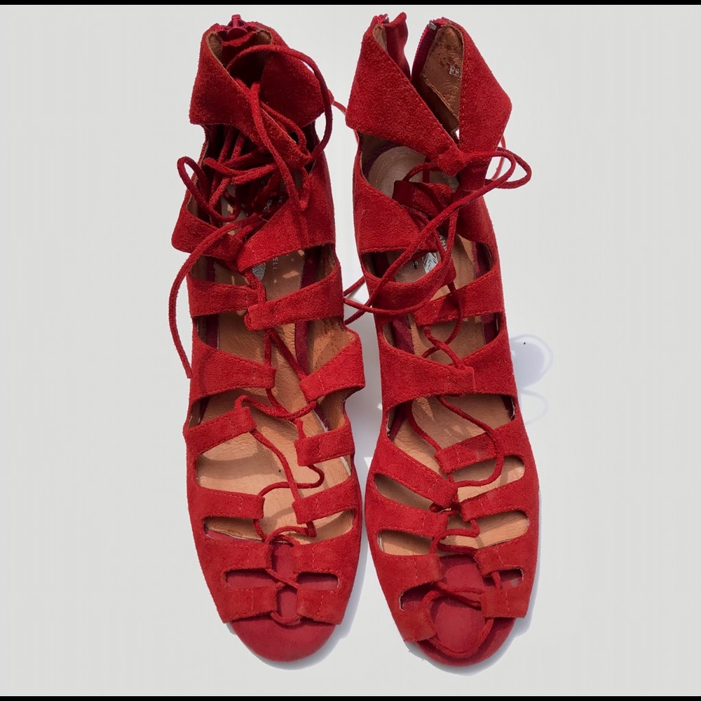 Jeffrey Campbell red lace up heels - Picture 4 of 8